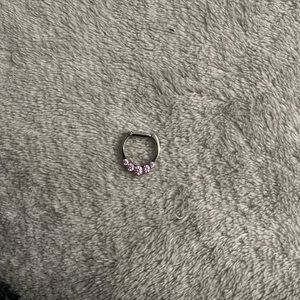 Pink gem titanium septum clicker 16g